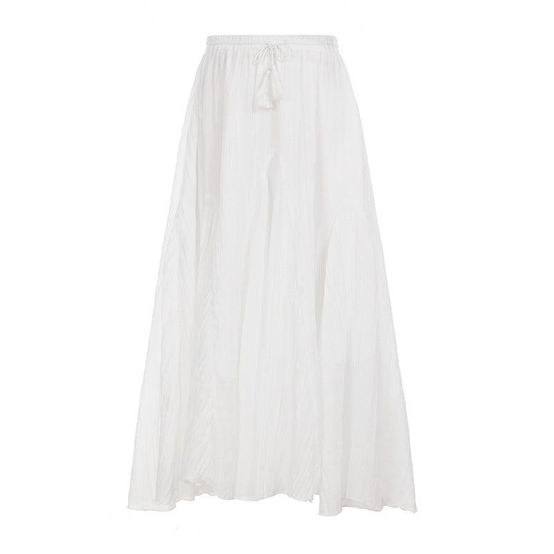 Women's Maxi Skirt with Elastic Waistband and Side Pockets