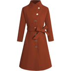 Women's Elegant Wrap Coat with Unique Collar and Belt