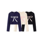 Women's Cropped Pullover with Playful Bow Motif