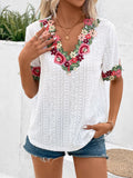 Women's Blouse with Floral Embroidery and Airy Sleeves