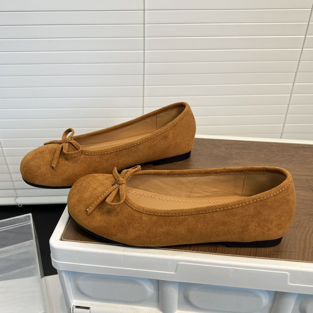 Women's Suede Ballet Flats with Decorative Bow