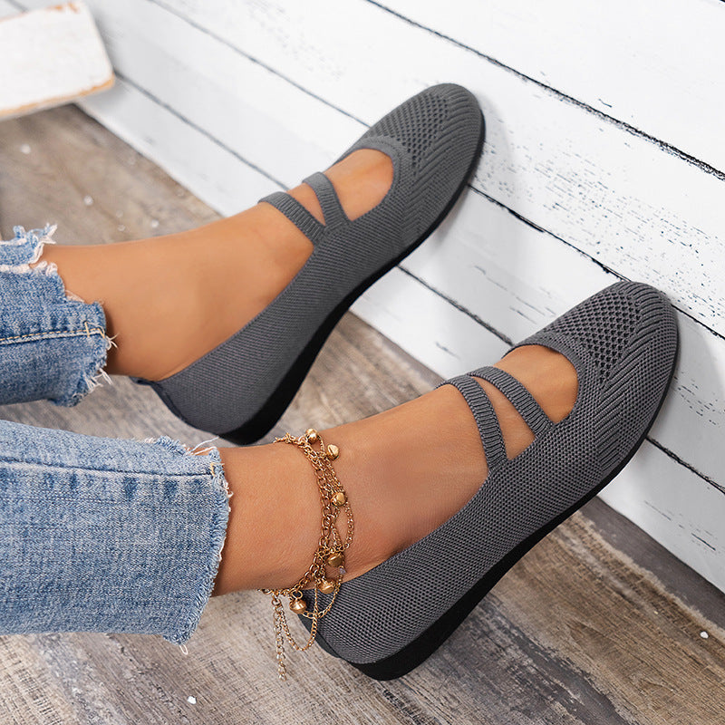 Women's Elastic Cross-Strap Breathable Ballet Flats