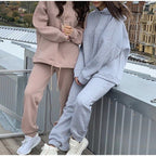 Women's Casual Hooded Suit with Pockets and Adjustable Waist