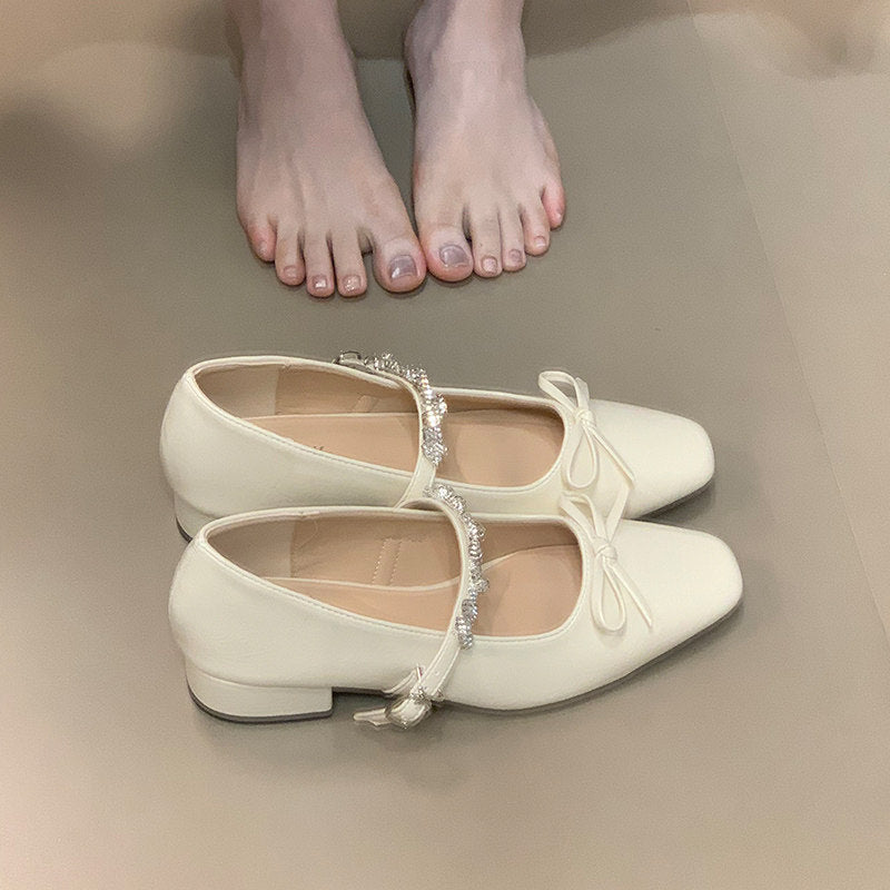 Women's Ballet Flats with Elegant Strap and Shimmer Finish