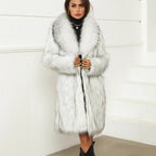 Women's Luxurious Faux Fur Short Coat with Voluminous Collar