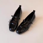 Women's Ballet Flats with Strap Closure and Glossy Finish