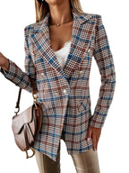 Women's Elegant Blazer with Double-Button Placket and Fine Details
