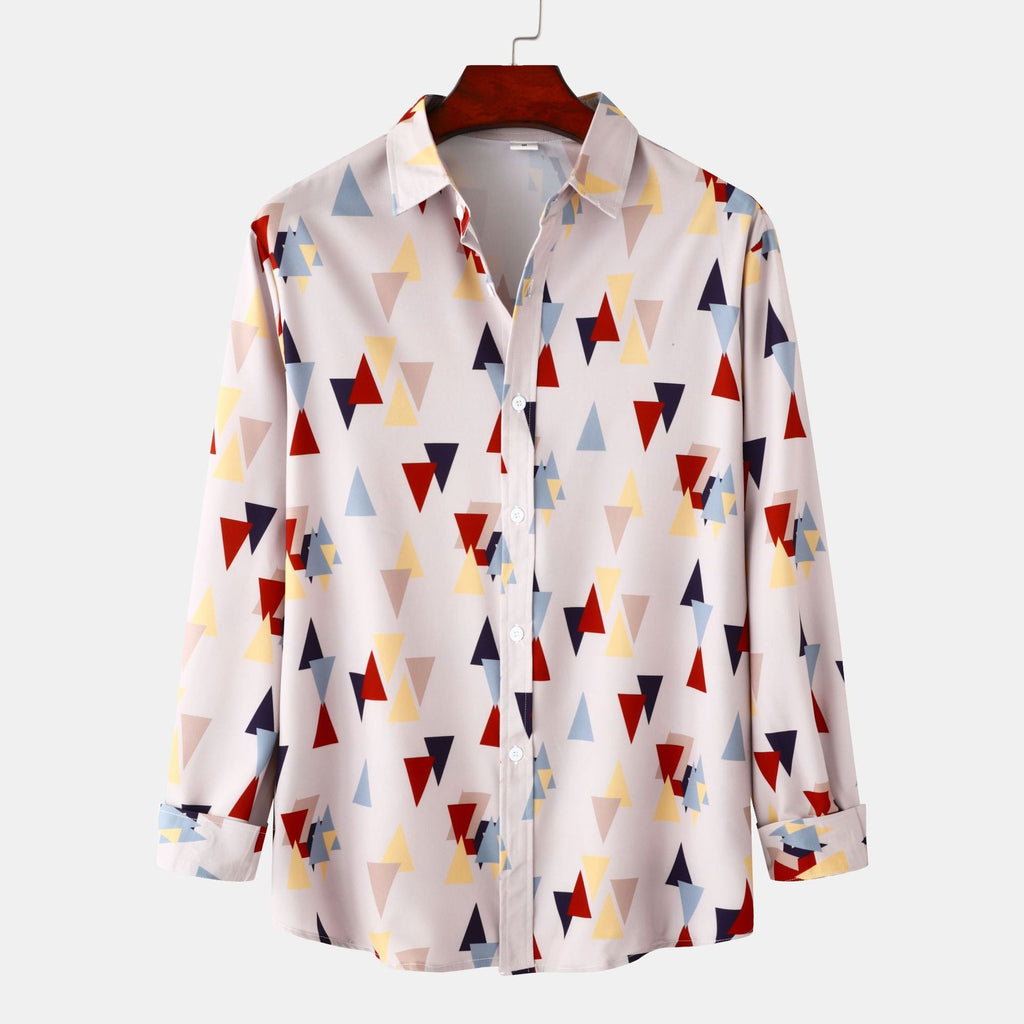 Women's Long-Sleeve Blouse in Modern Geometric Design