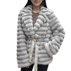 Women's Fluffy Bouclé Cardigan with Tie Belt