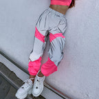 Women's Cargo Pants with Reflective Inserts and Elastic Waistband