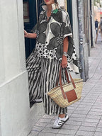 Casual Blouse and Palazzo Pants Set