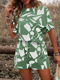 Casual Women's Lounge Outfit with Graphic Pattern and Elastic Waist