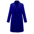 Women's Elegant Double-Breasted Wool Coat with Pockets