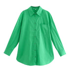 Women's Long-Sleeve Blouse with Elegant Cut and Cotton Fabric