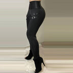 High-Waisted Leggings with Straps and Zipper