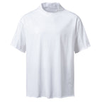 Women's Short-Sleeve Shirt with Modern Stand-Up Collar