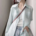 Women's Casual Long-Sleeve Blouse with Textured Fabric