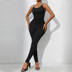 Women's Form-Fitting Jumpsuit with Elegant Shoulder Details