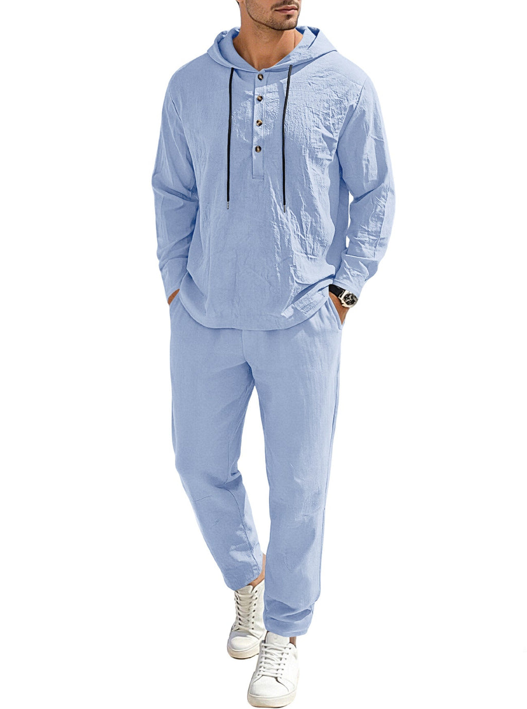 Men's Relaxed Hoodie Henley Leisure Suit