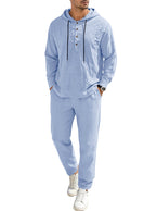 Men's Relaxed Hoodie Henley Leisure Suit