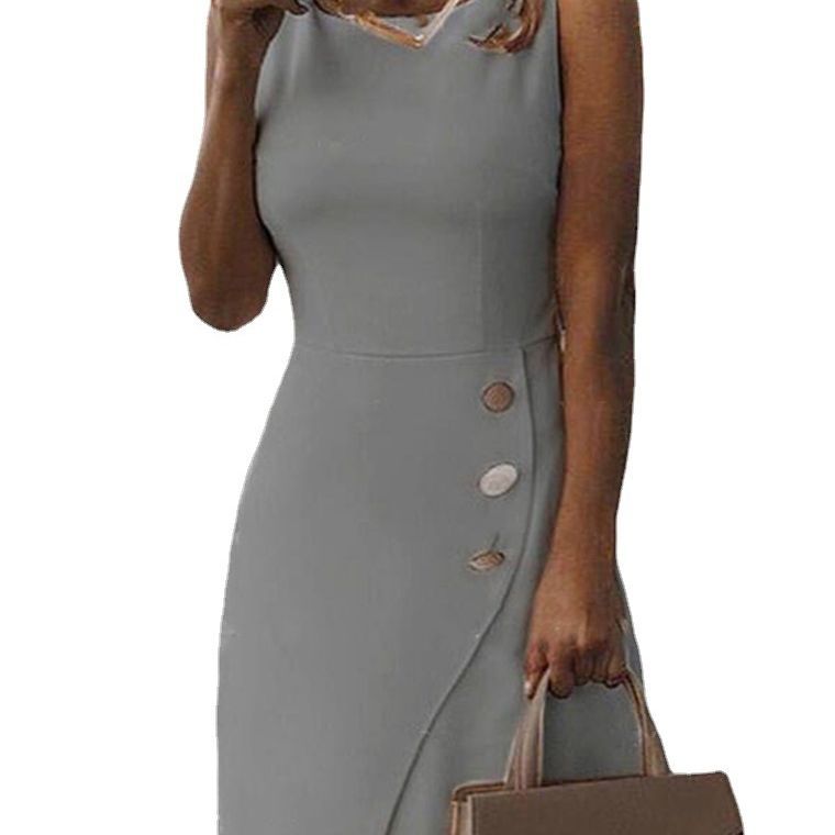 Elegant Sheath Dress with Button Detail