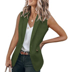 Women's Sleeveless Blazer in Modern Cut with Deep Pockets