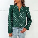 Women's Elegant Blouse with Folded Sleeves