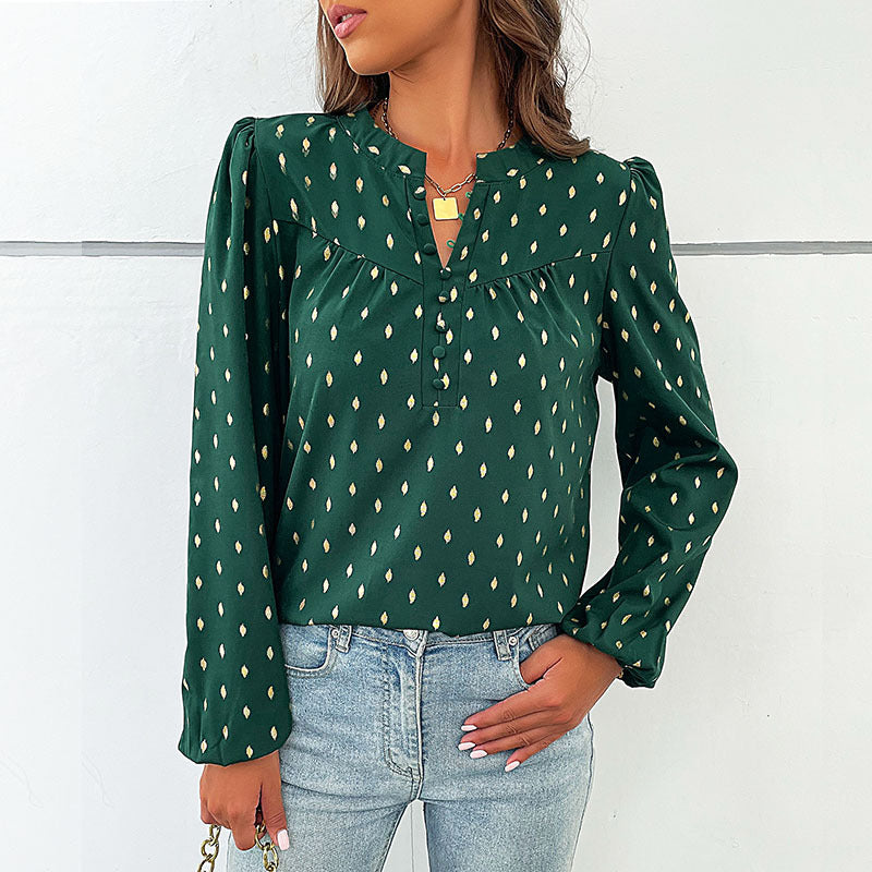 Women's Elegant Blouse with Folded Sleeves