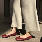 Women's Modern Square-Toe Ballet Flats with Fine Texture
