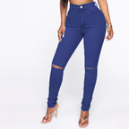 Women's High-Waist Destroyed Detail Jeans