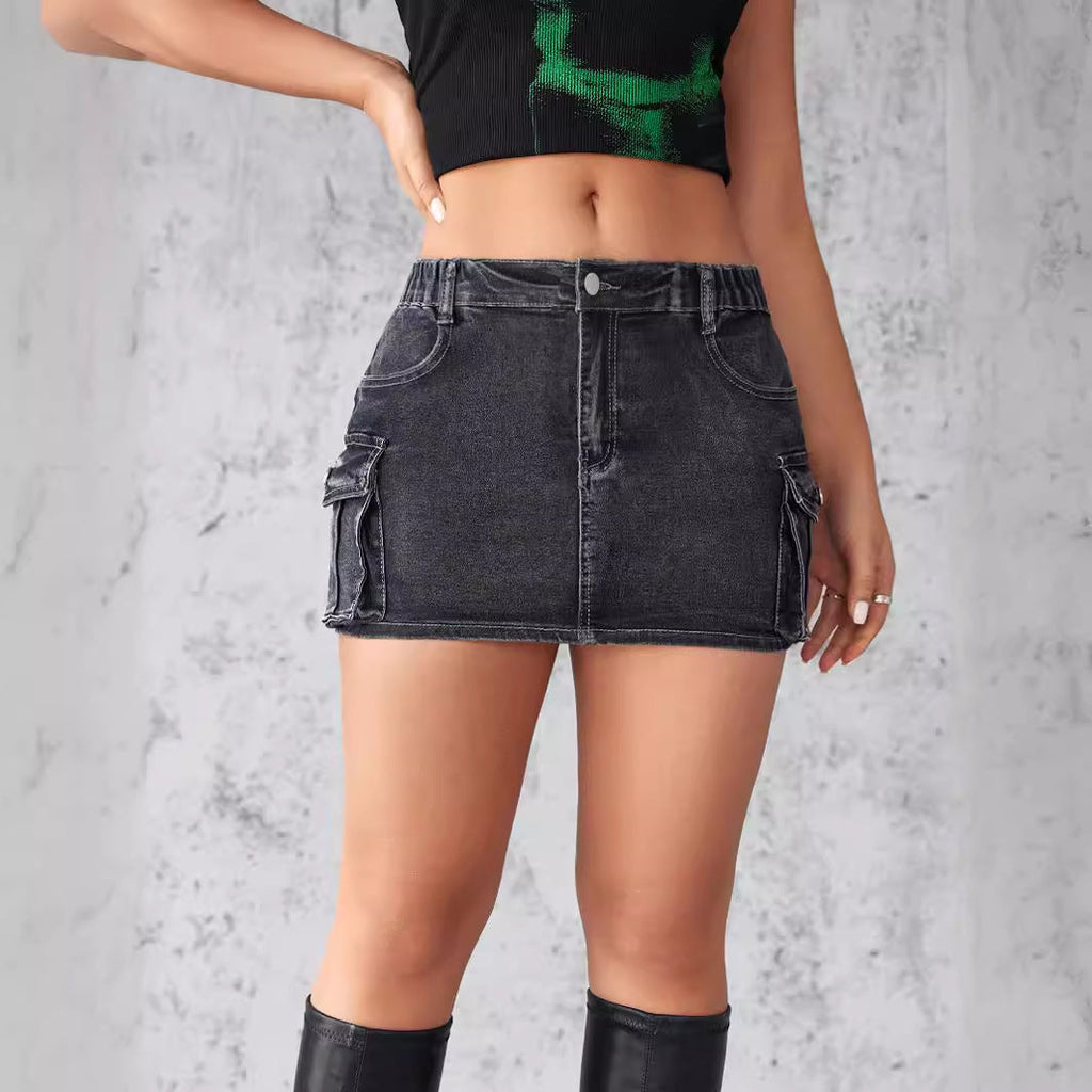 Women's Denim Skirt with Pockets