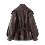 Women's Elegant Biker Jacket with Voluminous Sleeves