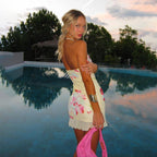 Women's Floral Cocktail Dress with Corset-Style Cut