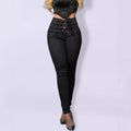 High-Waisted Lace-Up Jeggings