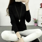 Women's Fine Knit Turtleneck Sweater with Cable Knit Pattern