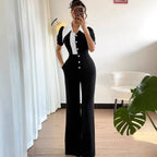 Women's Jumpsuit with Collar and Fitted Cut