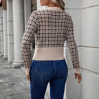 Women's Elegant Textured Cardigan with Decorative Buttons