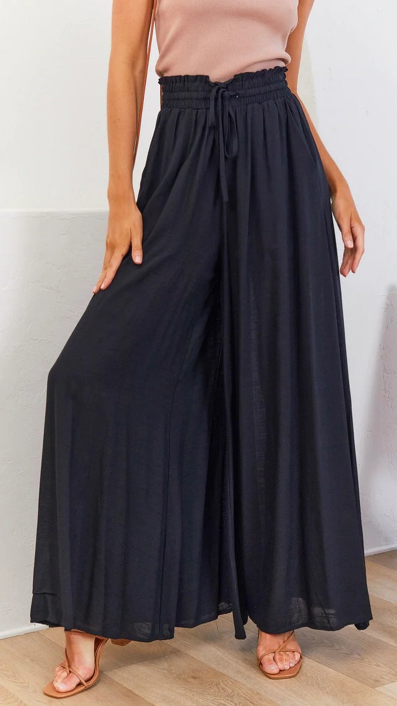 Women's Maxi Skirt with Elastic Waistband and Side Pockets