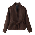 Elegant Oversized Bomber Jacket with Waist Belt