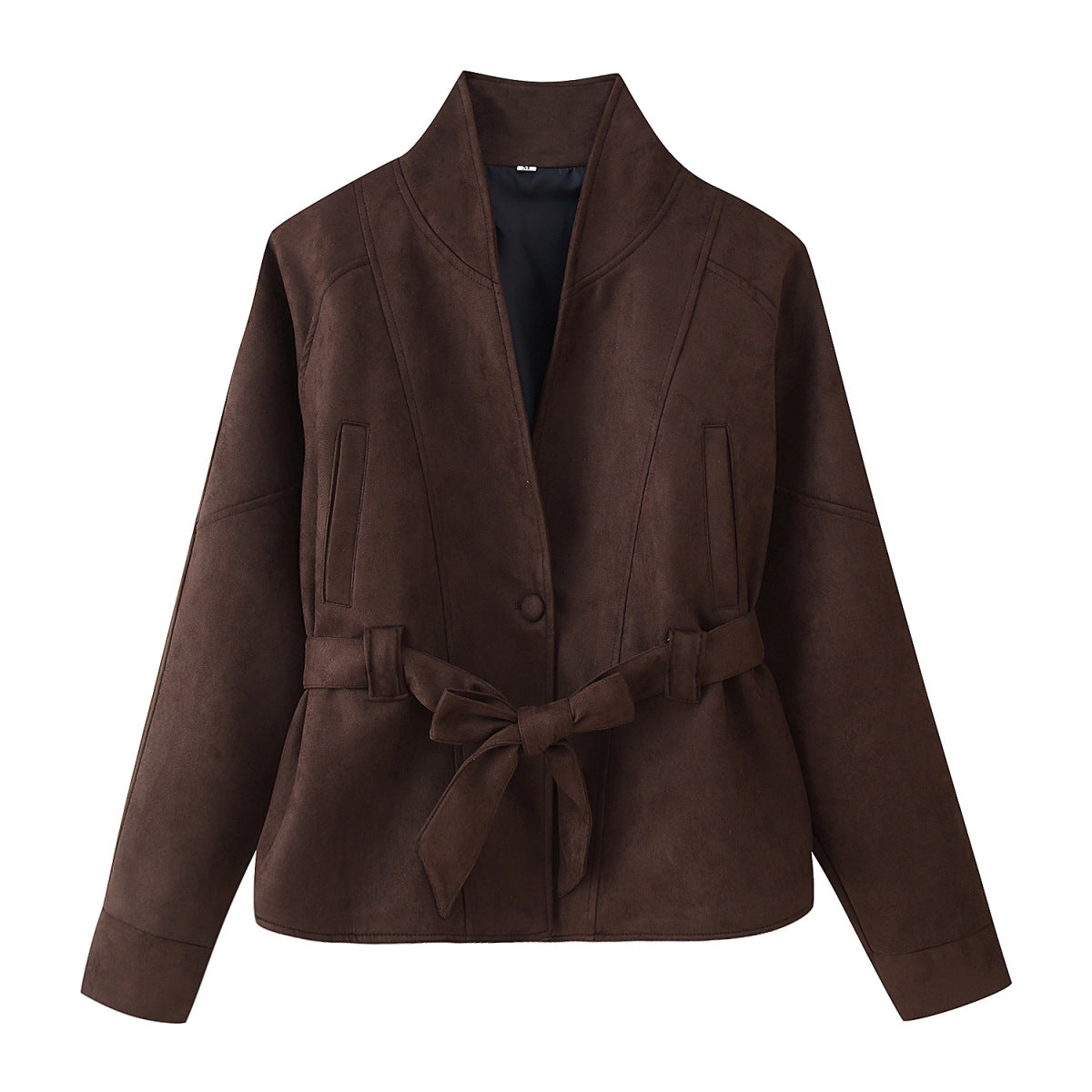 Elegant Oversized Bomber Jacket with Waist Belt