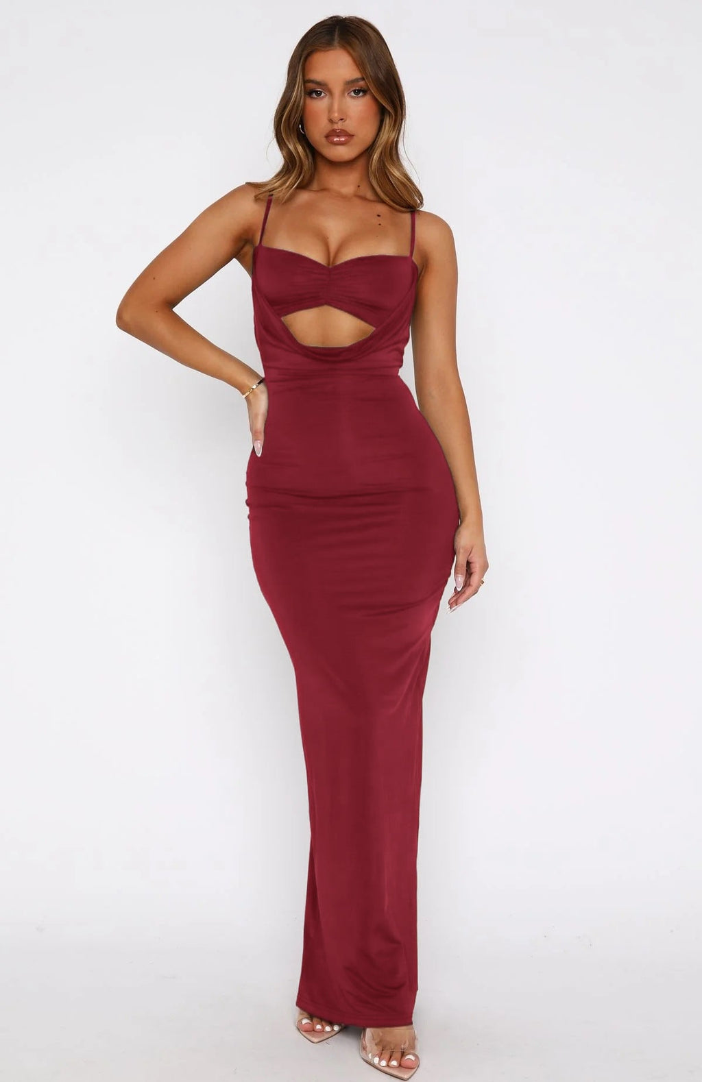 Form-Fitting Cut-Out Maxi Dress