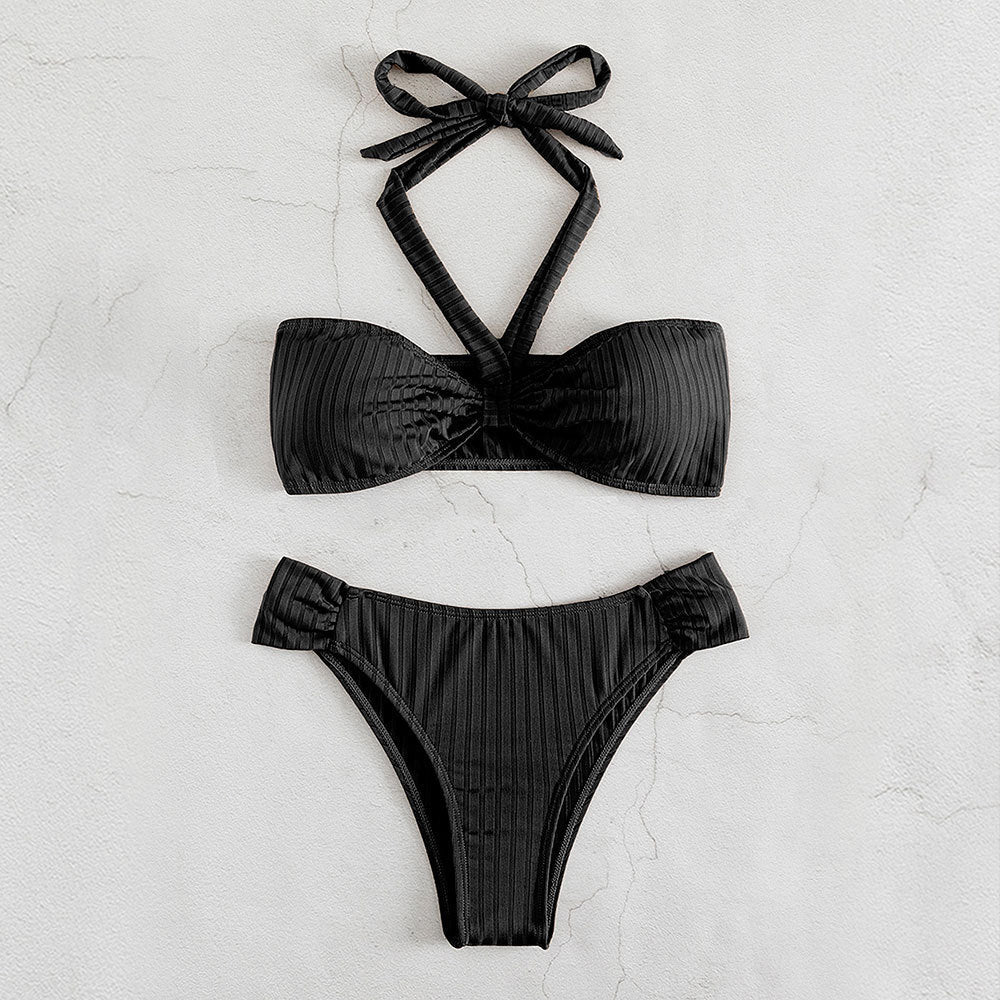 Women's Bandeau Bikini with Wrap Design and Adjustable Straps