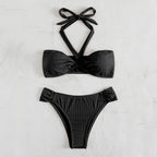Women's Bandeau Bikini with Wrap Design and Adjustable Straps