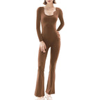Form-Fitting Long-Sleeve Jumpsuit with Sculptural Details
