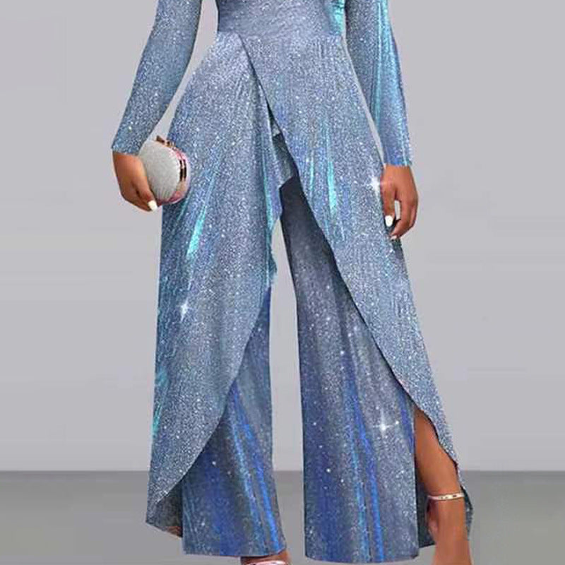 Glamorous Functional Jumpsuit with Shimmer Effect