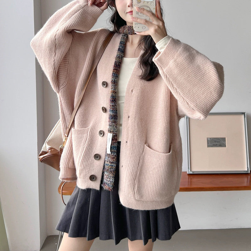 Women's Cozy Cardigan with Large Pockets and Button Detail