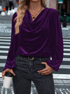 Women's Elegant Viscose Blouse with Cowl Neck