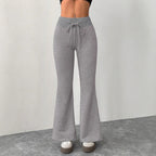 Women's High-Waisted Flared Lounge Pants with Elastic Drawstring