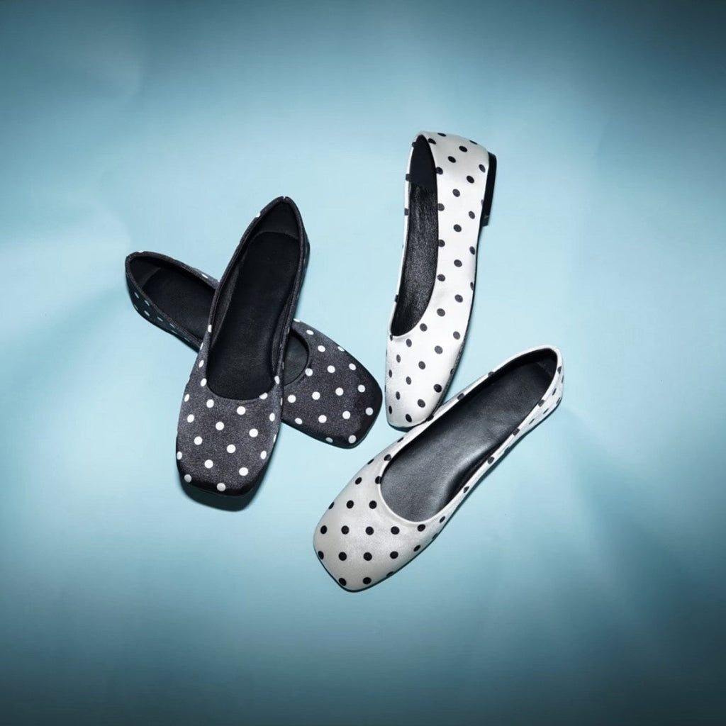 Women's Ballet Flats with Elegant Dot Pattern and Comfortable Lining