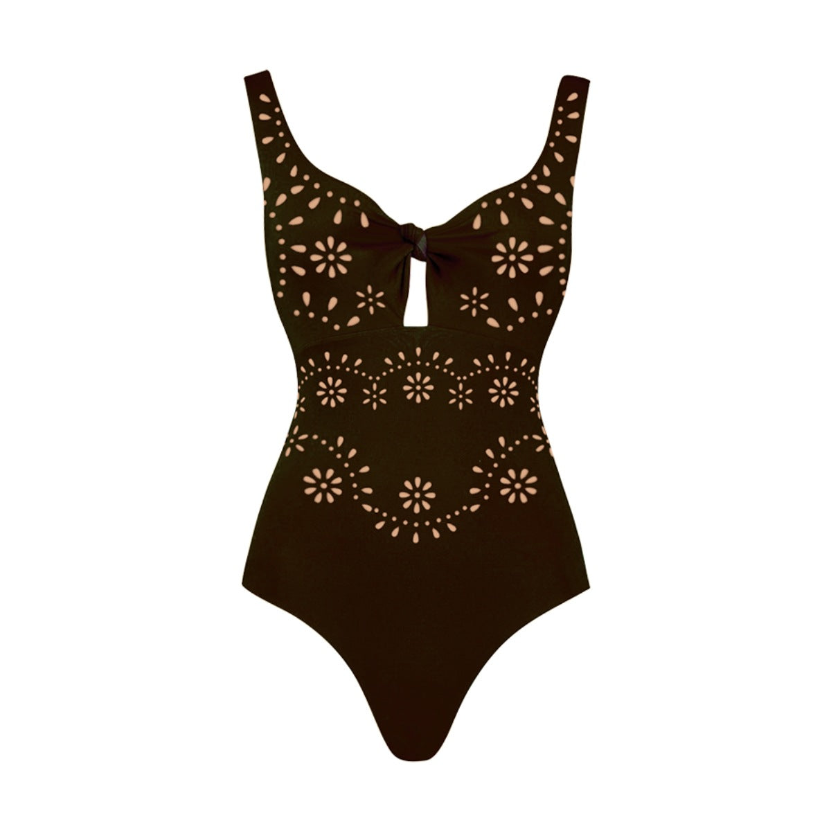 Women's Swimsuit and Skirt Set with Floral Cut-Out Design